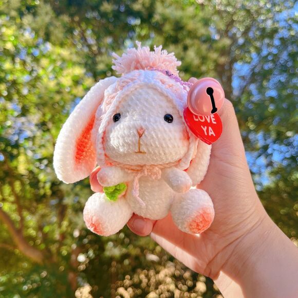 Bunny plush keychain Crochet Animal Bunny plush for girl's bag amigurumi Crochet - Picture 1 of 6